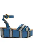 Босоножки на платформе в полоску MALIPARMI, синий - фото