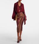 Эдро полосатая шелковая юбка-саронг Max Mara, Ciliegia/Lampon - фото 2