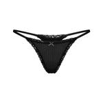 Трусы-стринги Skims Lightweight Cotton Pointelle Lace, черный - фото