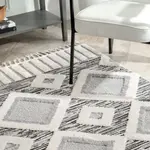 Ковер с бахромой в виде клетчатых плиток Journey Shaggy nuLOOM, 76x305 см, розовый - фото 8