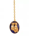 Ожерелье с двумя эмалированными медальонами в виде кошек 2028, blue - фото 3