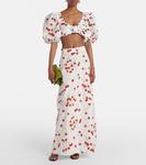 Хлопковый топ-бандо с принтом Adriana Degreas, белый - фото 2