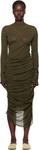 Зеленое неоднозначное шерстяное платье миди ISSEY MIYAKE - фото