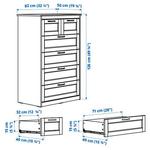 Комод Ikea, 82x126 см, Songesand 6 ящиков, белый - фото 7