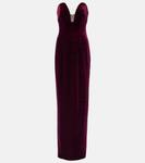 Бархатное платье без бретелек Monique Lhuillier, Merlot - фото