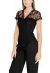 Футболка женская Morgan Lane с декоративным кружевом, черный - фото 3