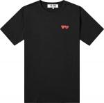Футболка Comme des Garçons PLAY Double Heart Tee 'Black', черный - фото