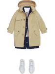Burberry Kids габардиновый тренч с капюшоном, нейтральный цвет - фото 2