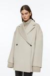 Двубортное пальто из смесовой шерсти H&M, светло-бежевый - фото 4