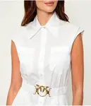 Платье с поясом из ацетата Pinko, белый - фото 4