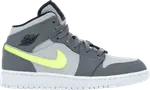 Кроссовки Air Jordan 1 Mid GS Gun Smoke Volt, серый - фото