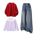 Детская повседневная спортивная одежда Disney, Solid Color Pink+Solid Color Denim Blue+Solid Color Gardenia White - фото 9