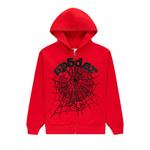 Худи Sp5der OG Web Studded Zip Hoodie, Red - фото