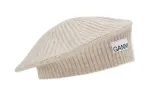 Берет с логотипом GANNI, ребристая вязка, светло-кофейный - фото