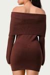 Шоколадное платье-свитер с открытыми плечами THE SANG - фото 4