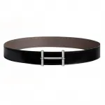 HERMES Кожаный ремень из воловьей кожи, Black - фото