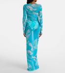 Прозрачное макси-платье с орхидеями Pucci, Turquoise - фото 3