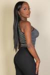 Полосатый топ-бюстье без рукавов TRUEDAMES, черно-белый - фото