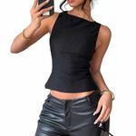 Женский топ без рукавов с круглым вырезом и кропированным пеплумом Elitespirit - фото