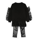 TWINSET Kids комплект из толстовки и легинсов с оборками и логотипом, черный - фото 2