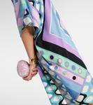 Вивара-принт сатиновый халат кафтан Pucci, Celeste/Bianco - фото 5