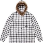 Фланелевая рубашка с капюшоном и меховой отделкой Supreme, черный - фото 5