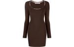 Alexander Wang Женское длинное платье с длинными рукавами Brown - фото
