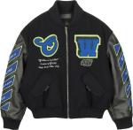 Бомбер Off-White Hammer Leather Over Bomber 'Black/Blue', черный - фото