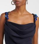 Мелина платье из крепа с вышивкой Safiyaa, Midnight Navy With Multi-Blues - фото 4