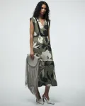 Платье с панелями и бахромой Sfera, хаки - фото