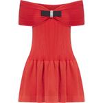 Вязаное платье мини с бантом Self-portrait, красный - фото 3