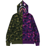 Худи BAPE Color Camo Shark Full Zip Hoodie 'Green/Purple', разноцветный - фото