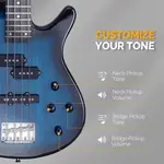 Бас-гитара Glarry GIB на 4 струны Full Size с пьезозвукоснимателями SS - Синяя - фото 3