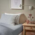 Простынь Ikea Solfibbla, 150x260 см, белый/голубой - фото 4