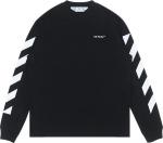 Лонгслив Off-White Diag Helvetica Skate Long-Sleeve Tee 'Black/White', черный - фото