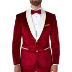 Мужской бархатный костюм новогоднего Санты OppoSuits современного кроя, бордовый - фото 3