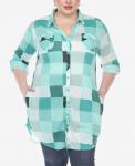 Плюс размер рубашка-туника в шотландскую клетку White Mark, мульти - фото
