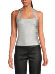 Топ Serena Criss-Cross Back Hervé Léger, цвет Silver Foil - фото