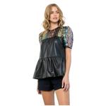 Топ из кожи и пайеток Cassidy в разноцветном цвете THML, мультиколор - фото 3