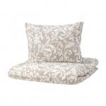 Комплект постельного белья Ikea, 240x220/50x80 см, Varbracka, 3 предмета, бежевый/белый - фото