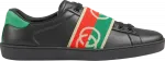 Кроссовки Gucci Ace Elastic Web Interlocking G - Black Red Green, зеленый - фото