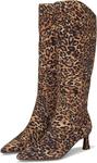 Ботинки Naturalizer Women's Deesha Extra Wide Calf Knee High Boots, Leopard Print Suede - фото
