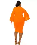 Платье Plus Size Clementine с разрезом на рукаве L I V D, оранжевый - фото 2