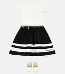 Хлопковое платье в полоску Monnalisa, черный - фото 2