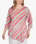 Топ больших размеров в косую полоску с бисером Ruby Rd., мультиколор - фото