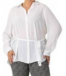 Белый плюс размер туника с поясом и воротником NYDJ - фото 4