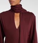 Длинное платье из хлопка с шарфом Plan C, Dark Burgundy - фото 4