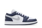 Кроссовки Air Jordan 1 Low GS, цвет Midnight Navy Wolf Grey - фото