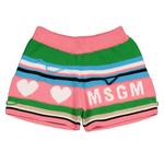 MSGM Девочки Полосатый Логотип Потертые Трикотажные Шорты, розовый - фото