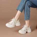 Дышащие утолщенные кроссовки на платформе для увеличения роста Low Top BOERDIQI, Apricot - фото 8